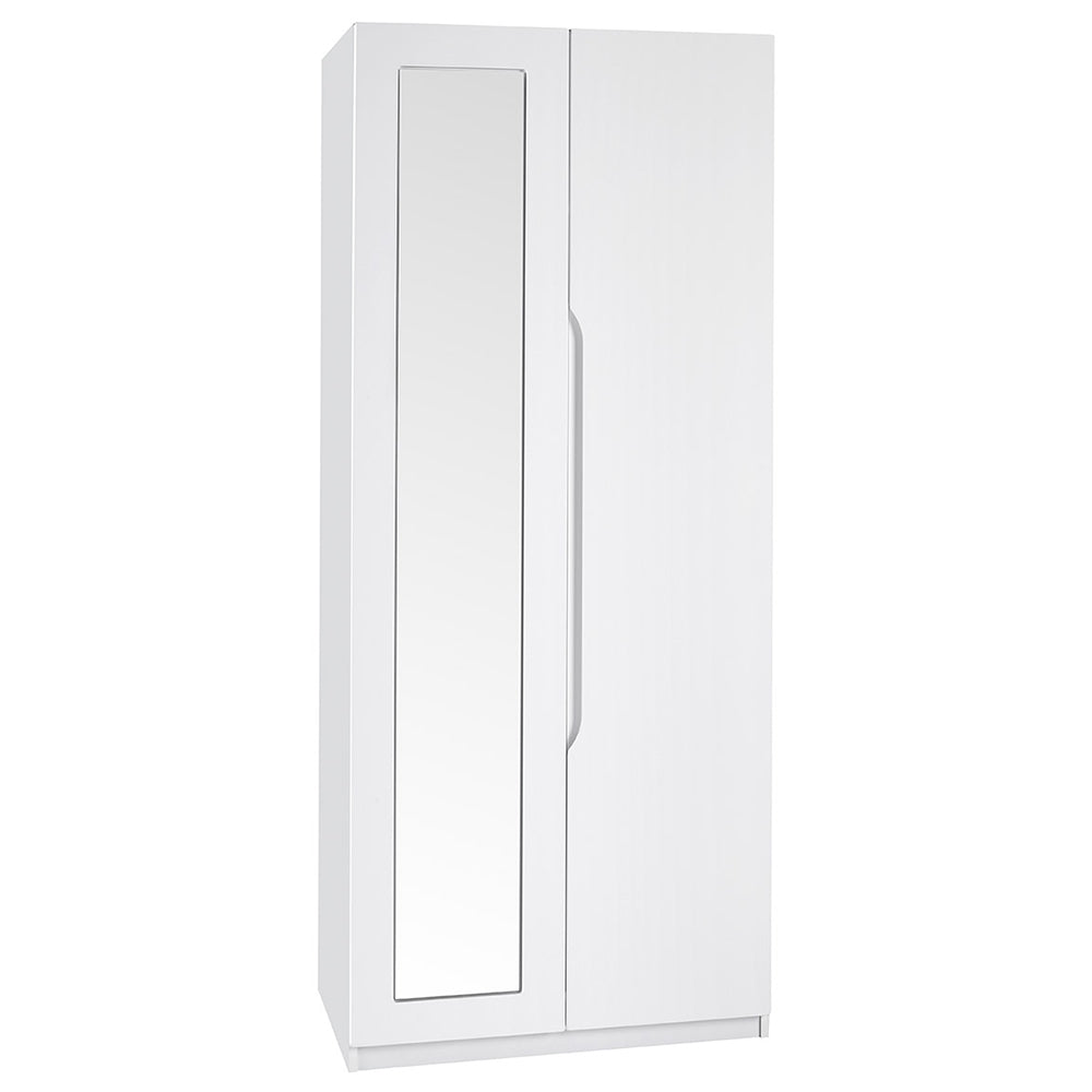 Richmond White Gloss 2 Door with Mirror Wardrobe